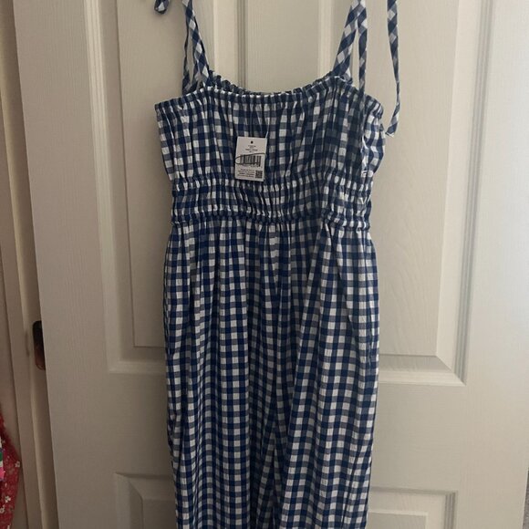 NWT Kate Spade Gingham Jumpsuit Blueberry Size XS - Picture 3 of 3